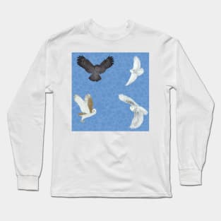 Soaring Owls Blue Long Sleeve T-Shirt
